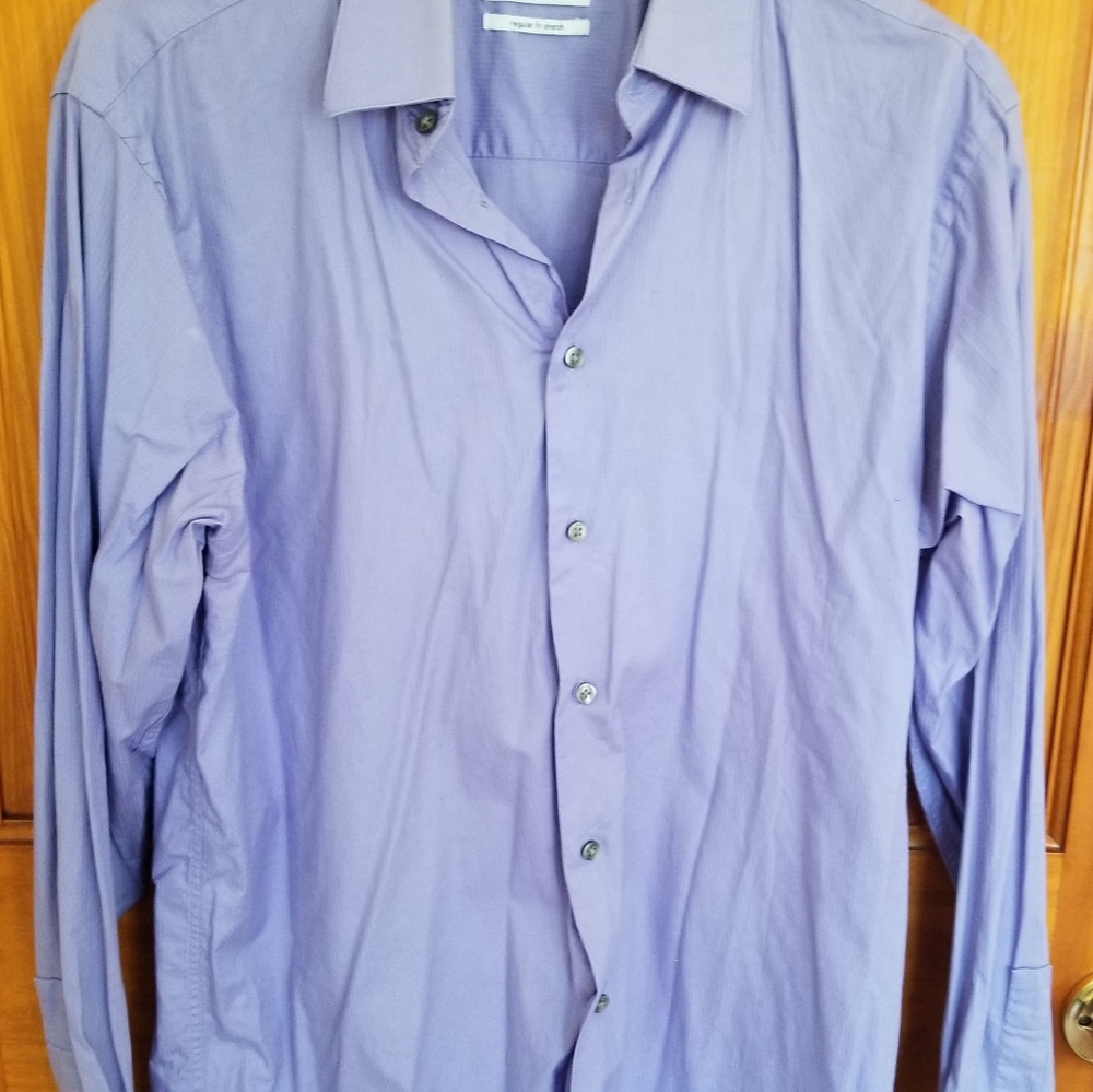Calvin Klein Purple size 15 1/2  34/35 Long sleeve shirt Regular Fit Stretch
